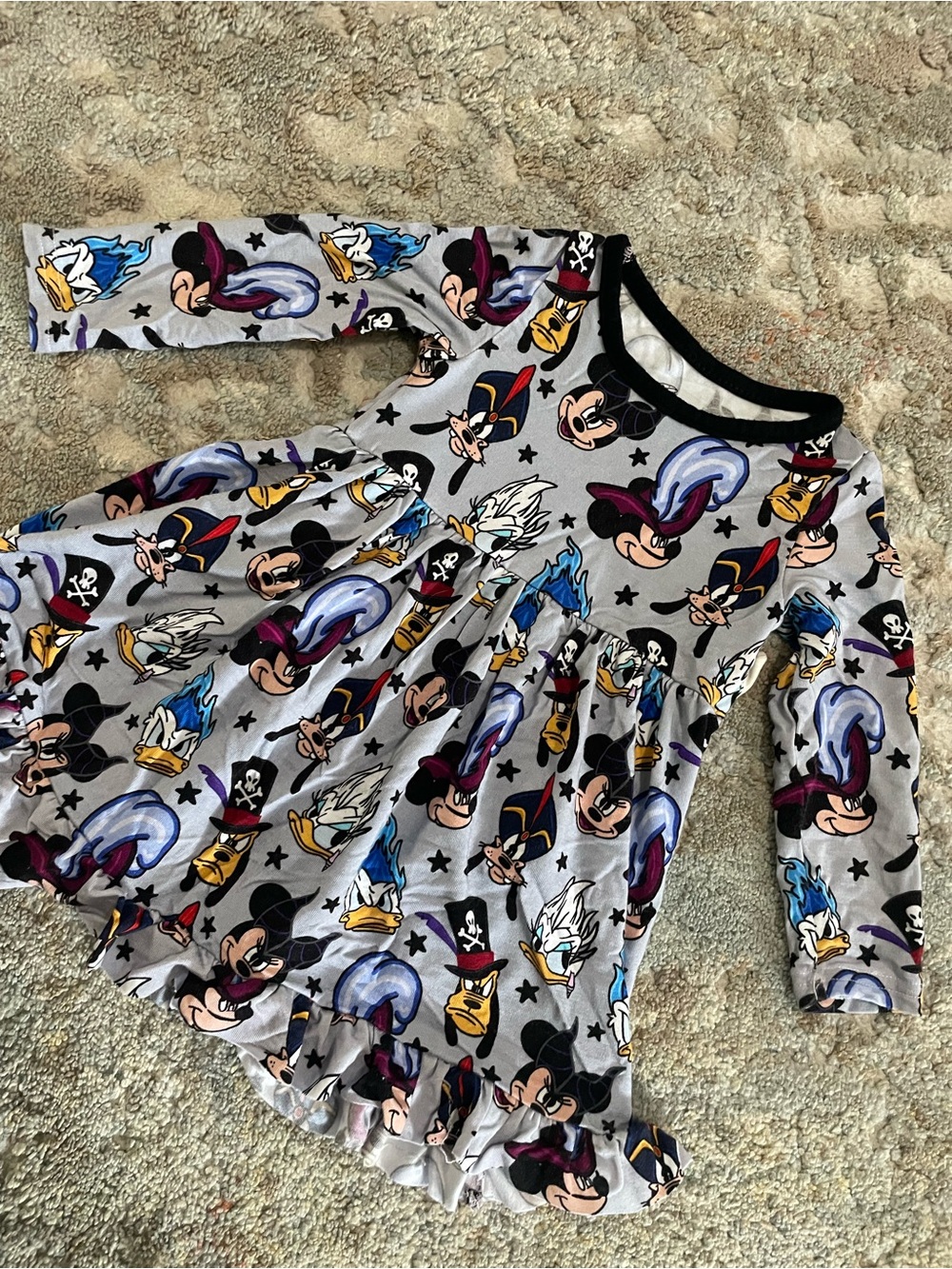 My Gigi’s Closet Mickey Villains Grey Long Sleeve Twirl Dress